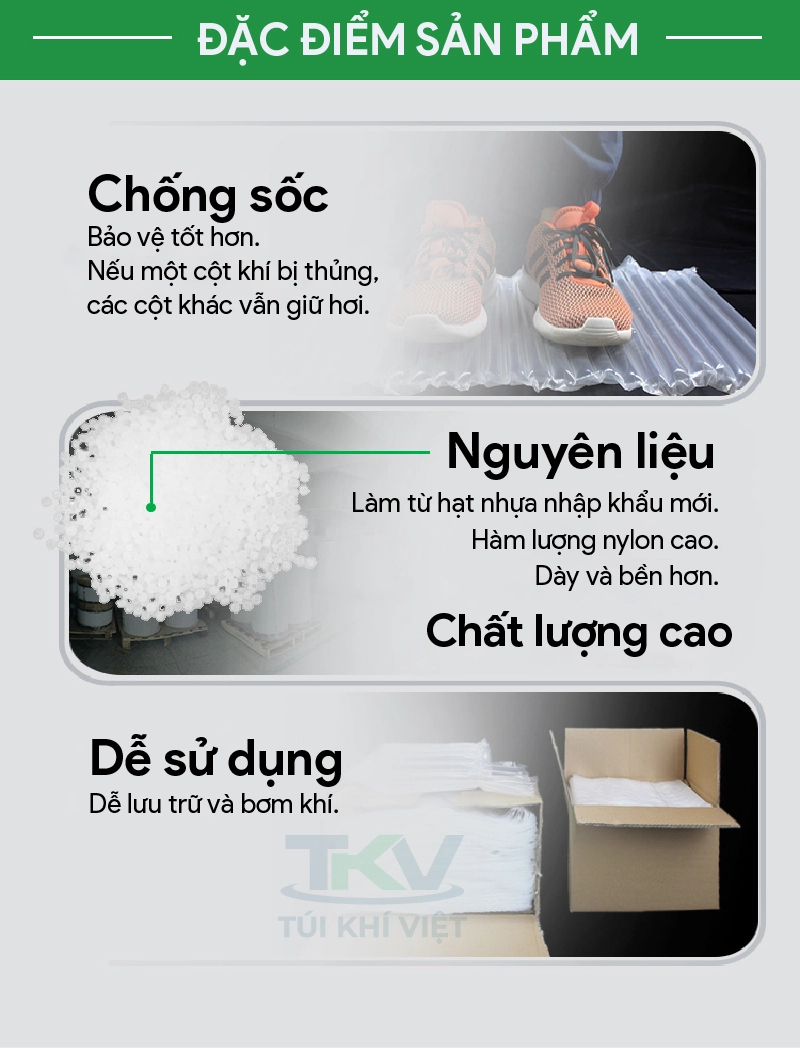 Túi cột khí chống sốc cho lọ thủy tinh