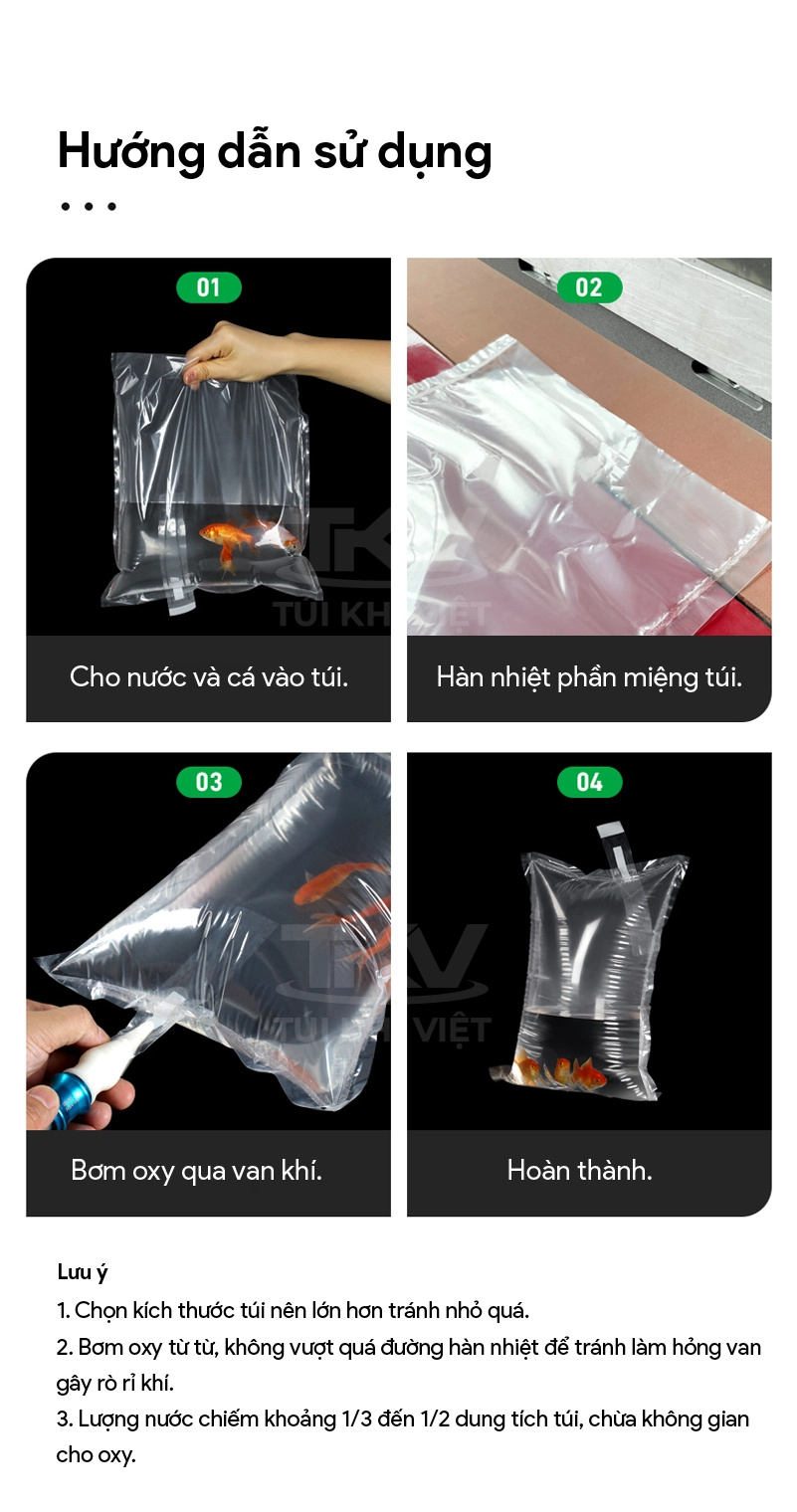 Hướng dẫn sử dụng Túi bơm oxy vận chuyển cá